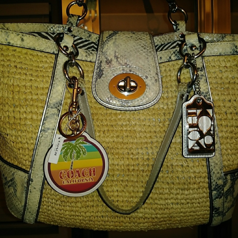 COACH HAMPTON  Python Snakeskin Tote